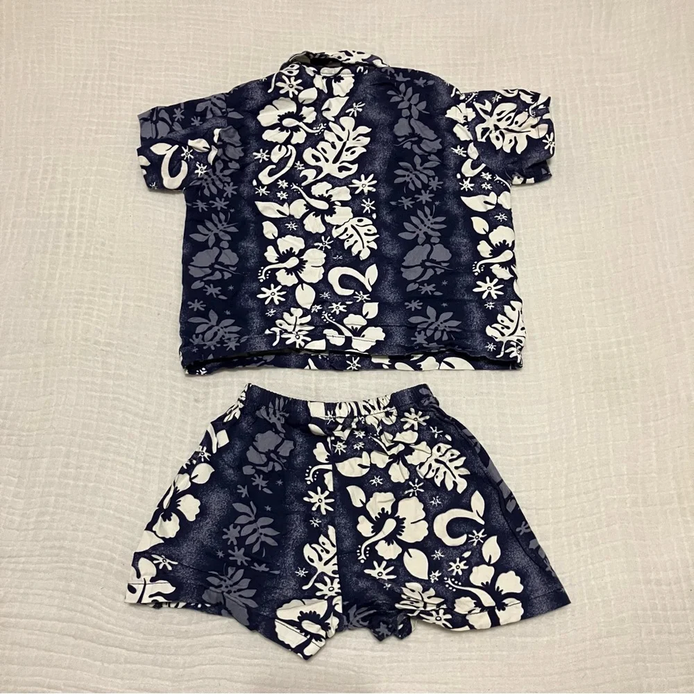 Ali'i‎ Fashions Hawaii Boys Blue Hawaiian Button Up Shirt & Short Set